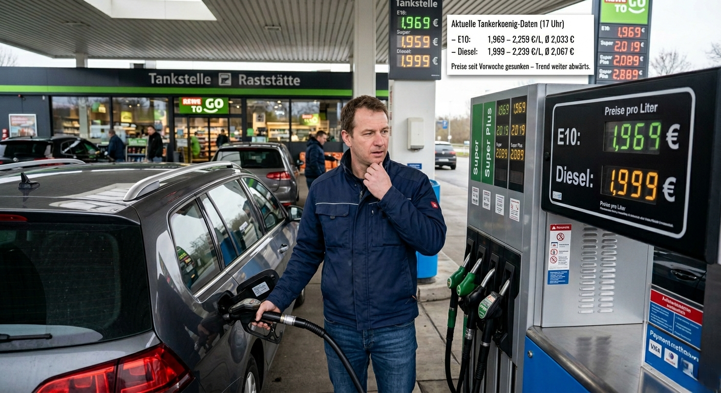 Live-Daten: E10 jetzt ab 1,969 € – Diesel ab 1,999 €